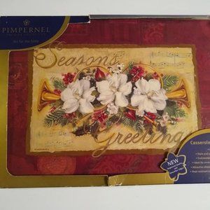 Pimpernel Seasons Greetings Trivet Casserole Stand Christmas Floral 12×9 UK Made